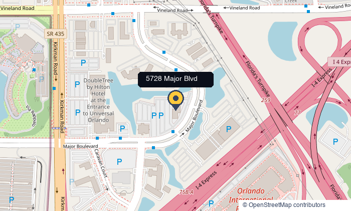 Mapa da região de 5728 Major Blvd, Orlando